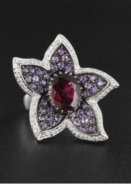 Bague Améthyste, Tourmaline & Diamant