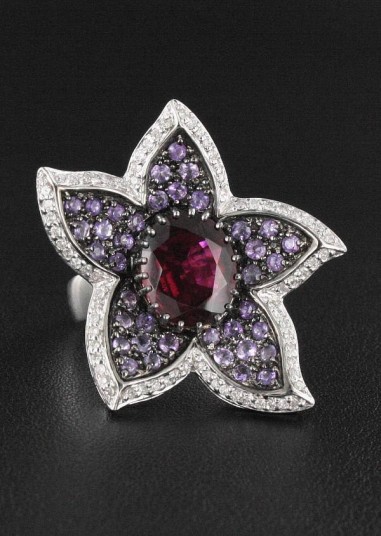 Bague Améthyste, Tourmaline & Diamant