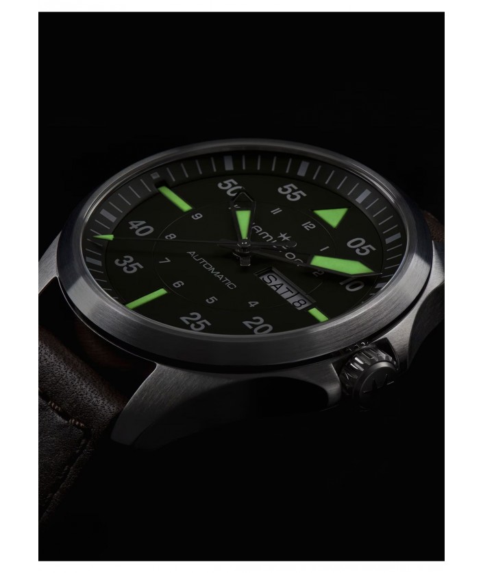 Khaki Aviation Pilot Day Date Auto H64635560