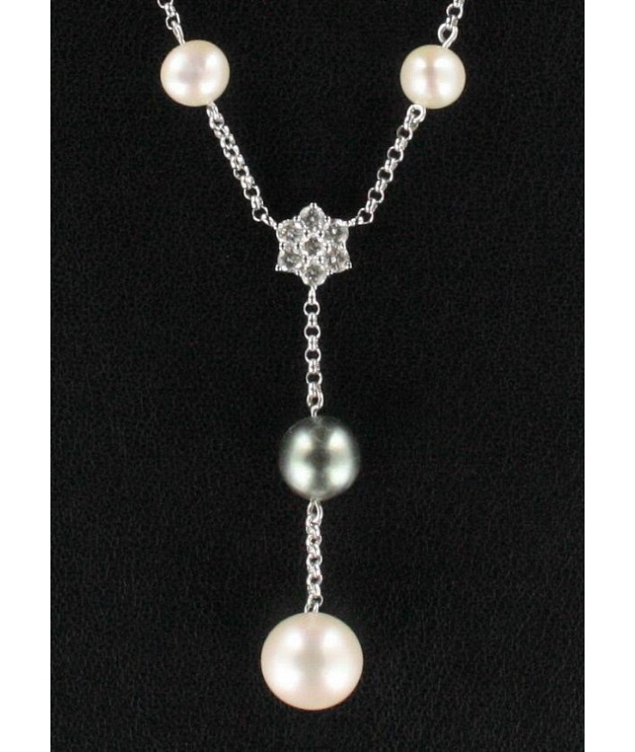 Collier Perles & Diamant