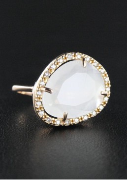 Bague Quartz Blanc et Diamant