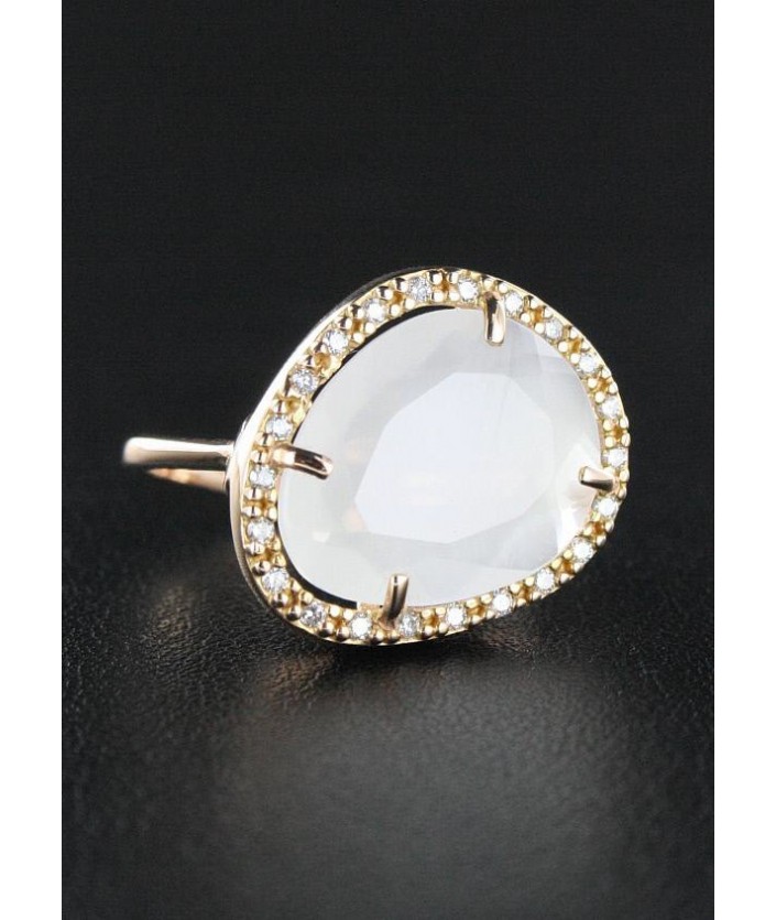 Bague Quartz Blanc et Diamant
